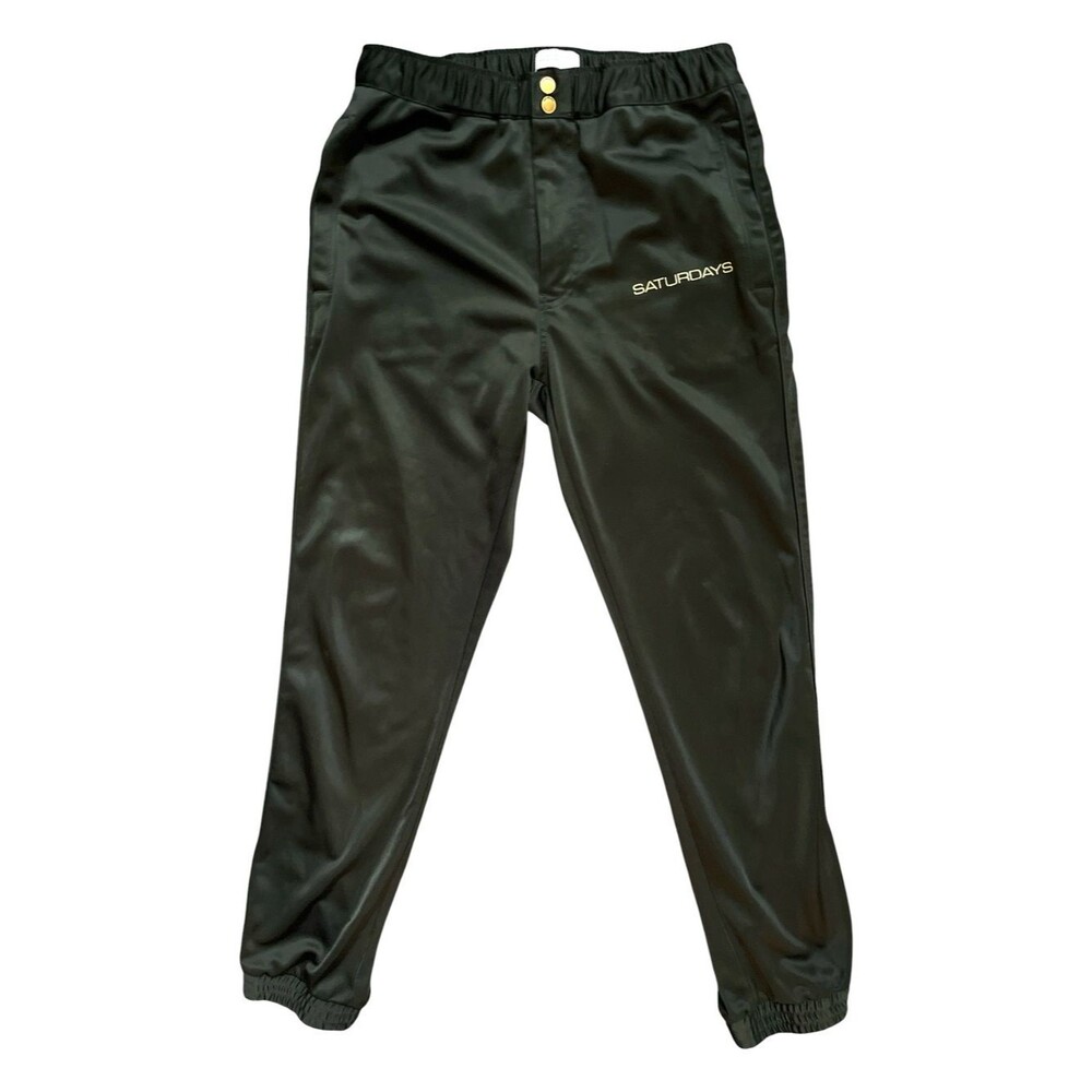 Saturdays NYC Gino Tricot Track Pant Black Satin Joggers Mens Small